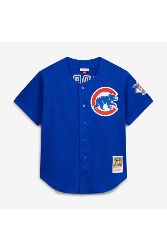 Men's Mitchell & Ness Ryne Sandberg Royal Chicago Cubs Cooperstown Collection 1997 Mesh Batting Practice Button-Up