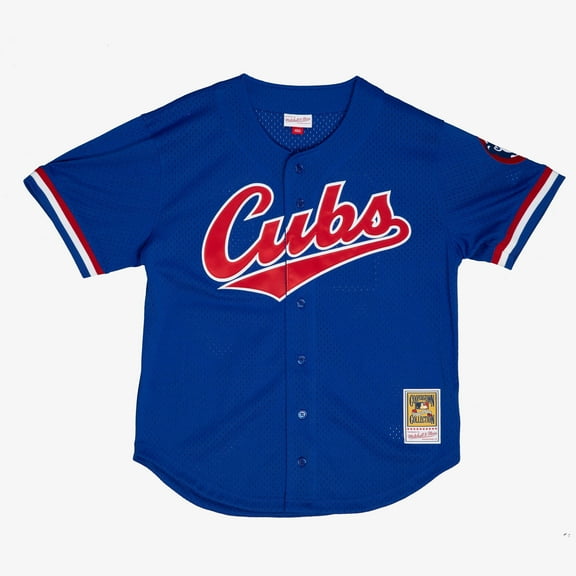 Men's Mitchell & Ness Ryne Sandberg Royal Chicago Cubs Cooperstown Collection 1996 Mesh Batting Practice Button-Up