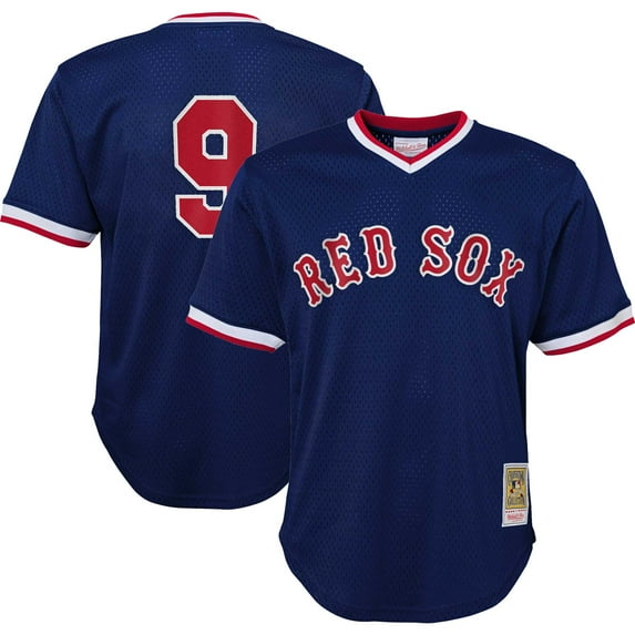 Youth Mitchell & Ness Ted Williams Navy Boston Red Sox Cooperstown Collection-Mesh Batting Practice Jersey
