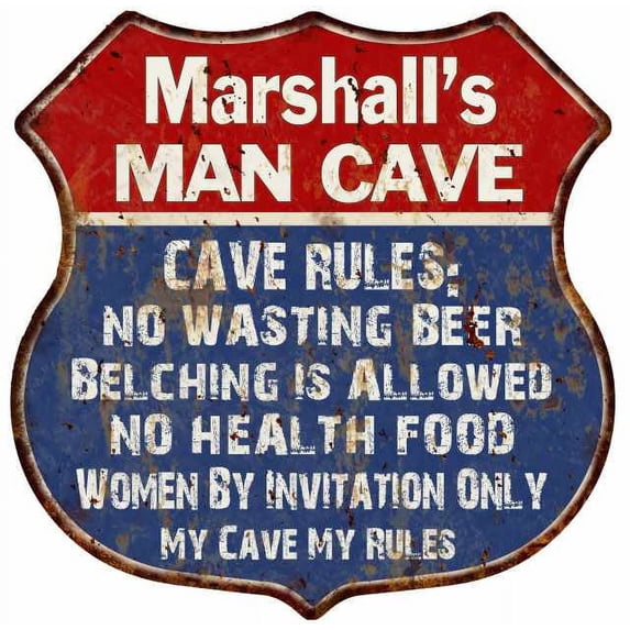 Mitchell's Man Cave Rules Sign Shield Metal Gift 211110023479