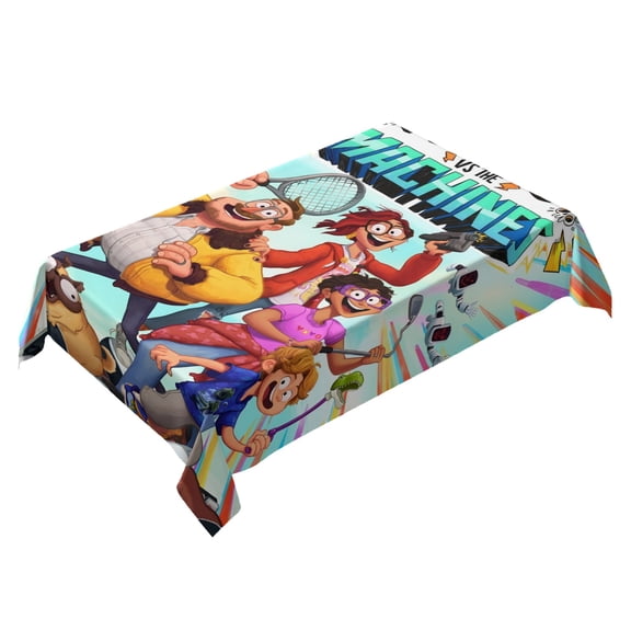 The Mitchells vs The Machines-theme square tablecloth has an iconic print, fits most tables, and is easy to care for perfect gifts for fans friends and family60" x 87"152*220cm