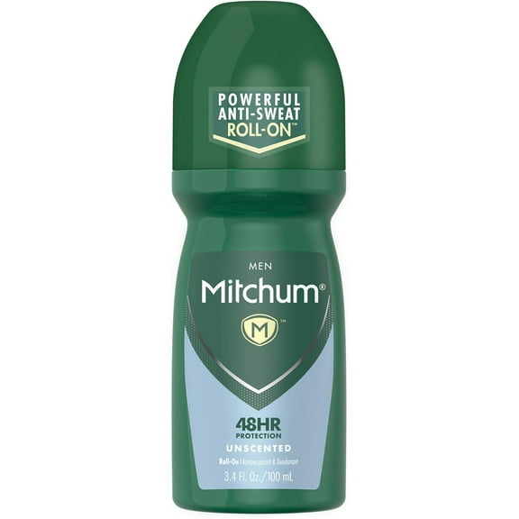 Mitchum Antiperspirant Deodorant Roll On for Men, 48 Hr Protection, Dermatologist Tested, Unscented, 3.4 oz