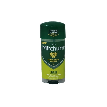 Mitchum Antiperspirant Deodorant Stick for Men, Triple Odor Defense Gel, 48 Hr Protection, Dermatologist Tested, Alcohol Free, Unscented, 3.4 oz, green