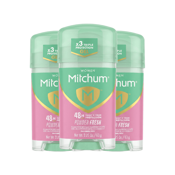 Mitchum Clear Gel Antiperspirant Deodorant Powder Fresh, 2.25 oz 3 Pack