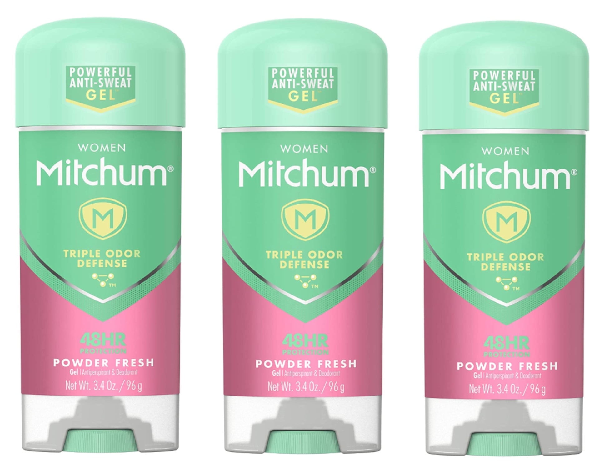 Mitchum For Women Anti-Perspirant Deodorant Clear Gel, Powder Fresh, 3.40 oz (Pack of 3)