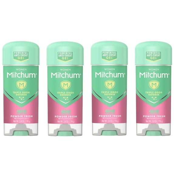 Mitchum For Women Anti-Perspirant Deodorant Clear Gel, Powder Fresh, 3.40 oz (Pack of 4)