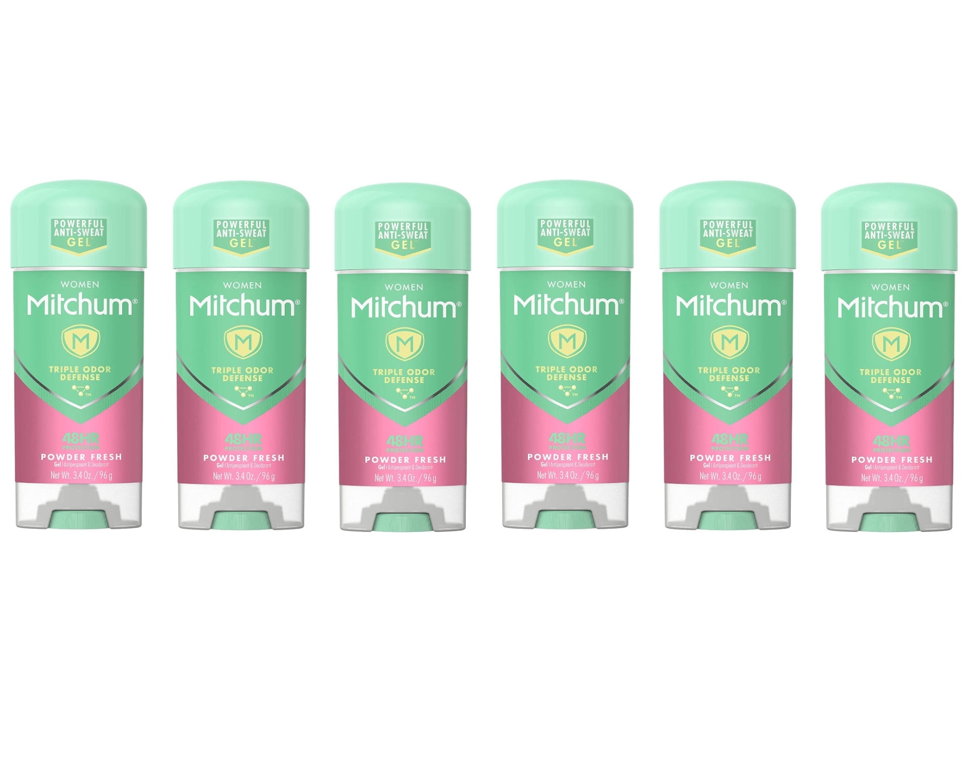 Mitchum For Women Anti-Perspirant Deodorant Clear Gel, Powder Fresh, 3.40 oz (Pack of 6)