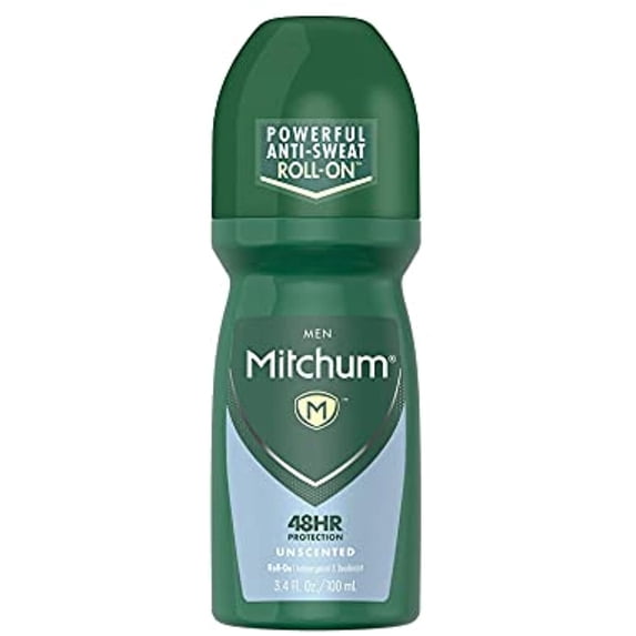 Mitchum Invisible Anti-Perspirant & Deodorant Roll-On, Unscented 3.4 oz (Pack of 4)