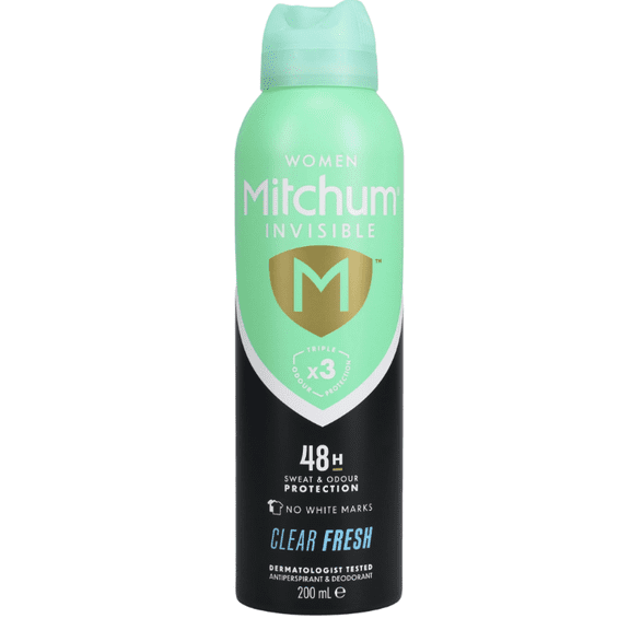 Mitchum Invisible Clear Fresh Anti Perspirant Spray 200 ml (4 Pack)