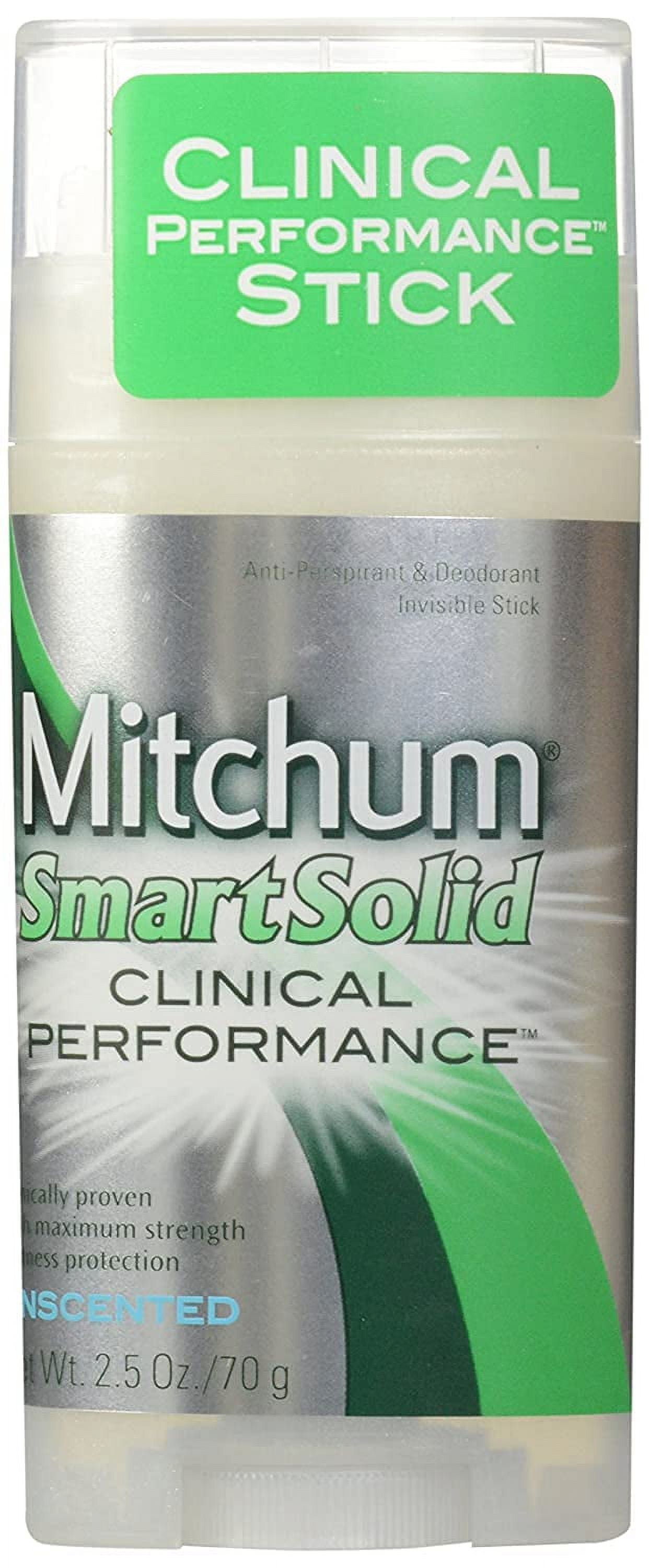 Mitchum Men Smart Solid Antiperspirant Deodorant, Unscented, 2.5Oz