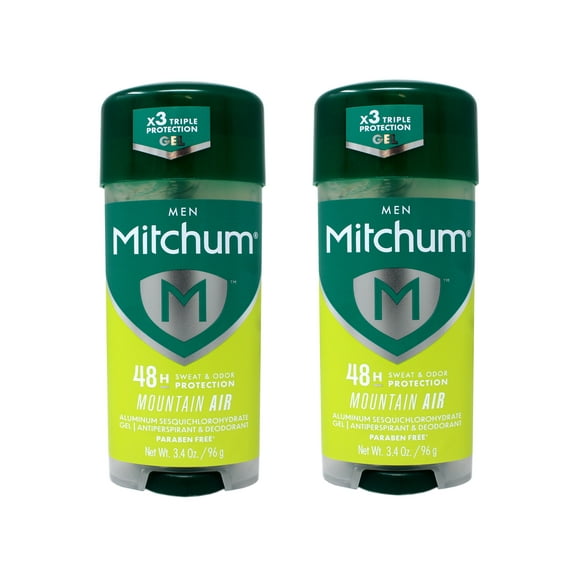 Mitchum Mens Triple Odor Protection Antiperspirant & Deodorant Gel, Mountain Air, 48HR Protection, 3.4 oz, 2 Pack