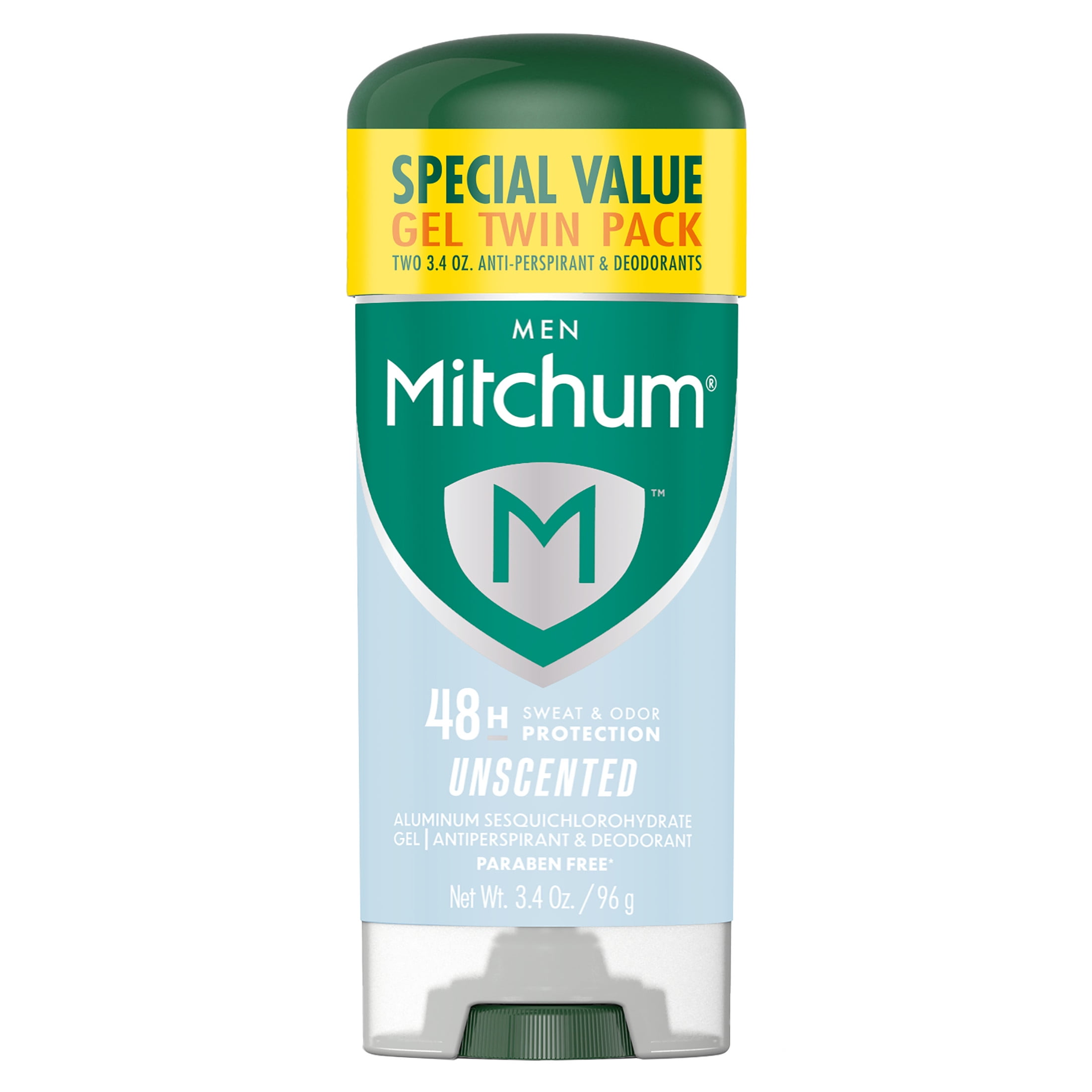 Mitchum Mens Triple Odor Protection Antiperspirant & Deodorant Gel, Unscented, 2 pack