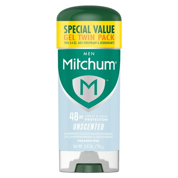 Mitchum Men’s Triple Odor Protection Antiperspirant & Deodorant Gel, Unscented, 2 pack