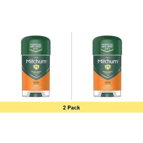 Mitchum Power Gel Anti-Perspirant Deodorant Sport Triple Odor Defense 48HR Protection 2.25 Oz - 2 Pack