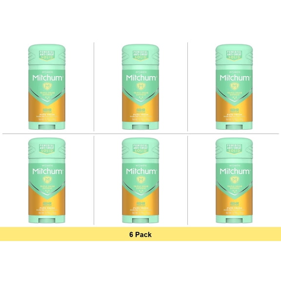 Mitchum Women Antiperspirant Deodorant Pure Fresh Invisible Solid 2.7oz - 6 Pack Bundle