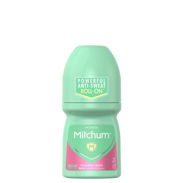 Mitchum Women Powerful Anti-Sweat Antiperspirant Deodorant Roll On, Powder Fresh, 1.7oz