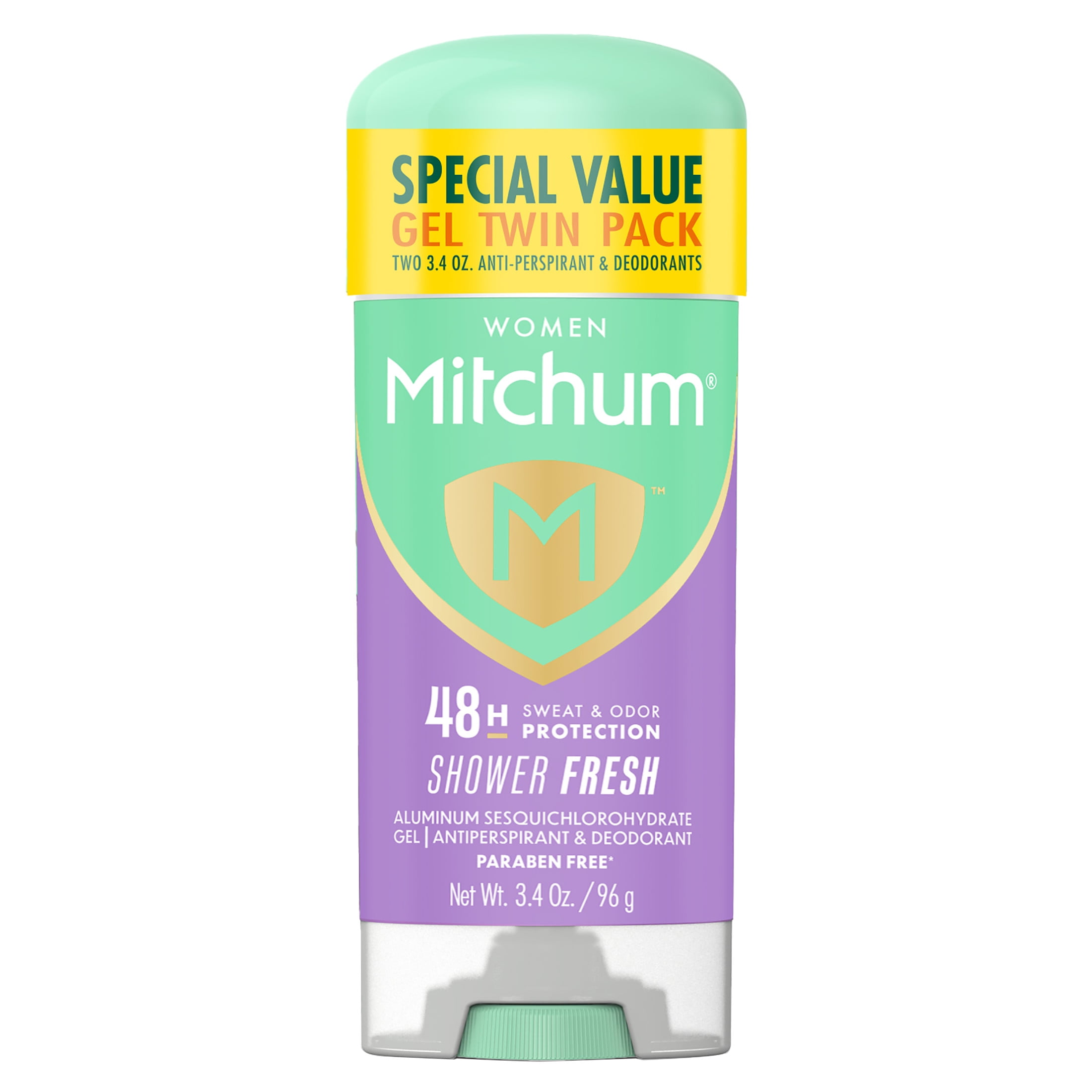 Mitchum Womens Triple Odor Protection Antiperspirant & Deodorant Gel, Shower Fresh, 2 pack