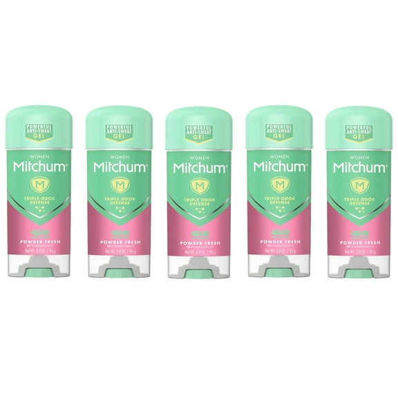 Mitchum for Woman Anti-Perspirant Deodorant Clear Gel, Powder Fresh 3.4oz - Pack of 5