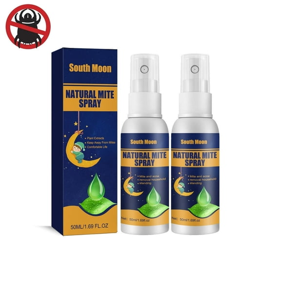 Mite Killer Spray, Bed Bug & Dust Mite Killer Natural Spray, Removes Dust Mites Spray for Bedding, Carpets & Furniture, Human Safe Clothes Mite Treatment for Pillow Quilt 50ml New,2pcs