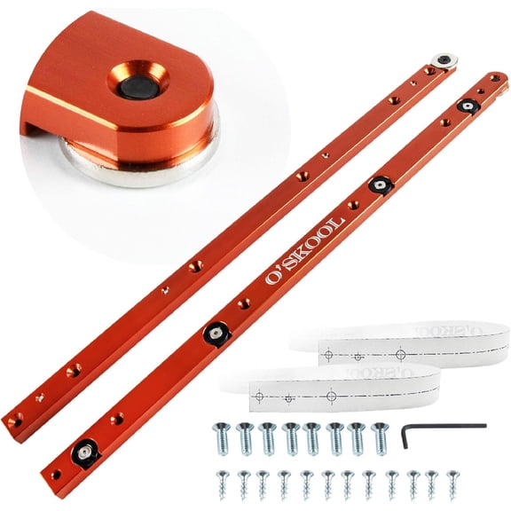 Miter Bar for Table Saw Sled, 17 Inch Aluminum Miter Slot Runner Set with Adjustable Expansion Collars, Fits 3/4" x 3/8" T-Shaped and U-Slots, Crosscut Sled Bars, 2 Pack, PTA024