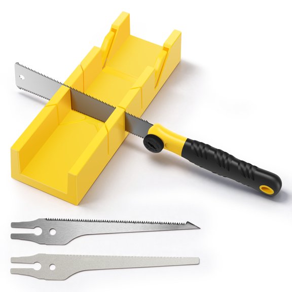 Miter Box and Saw Set with Replaceable Blades for Wood PVC Pipe Soft Metal