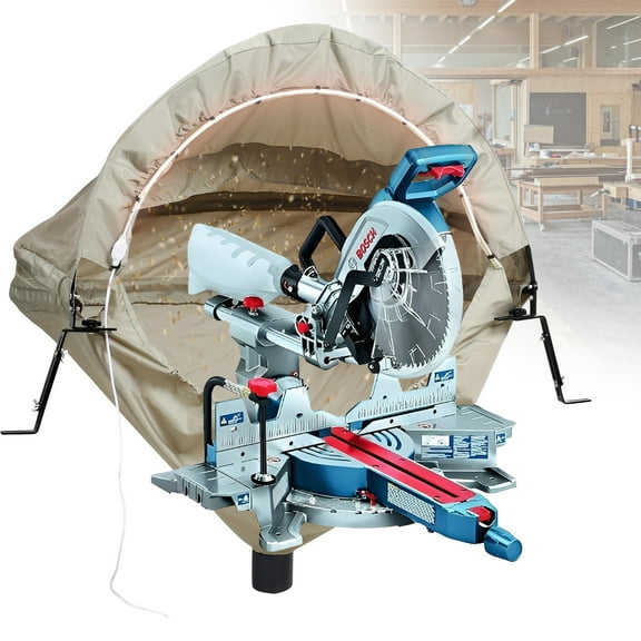 Miter Saw Dust Collector, Universal Dust Hood with Port & Storage Bag, Chop Saw Dust Collector Attachment, Accessory Holes, Fits All Miter Saws