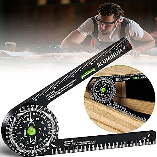 Miter Saw Protractoraluminum Protractor Angle Finder With Level Gauge High Preci