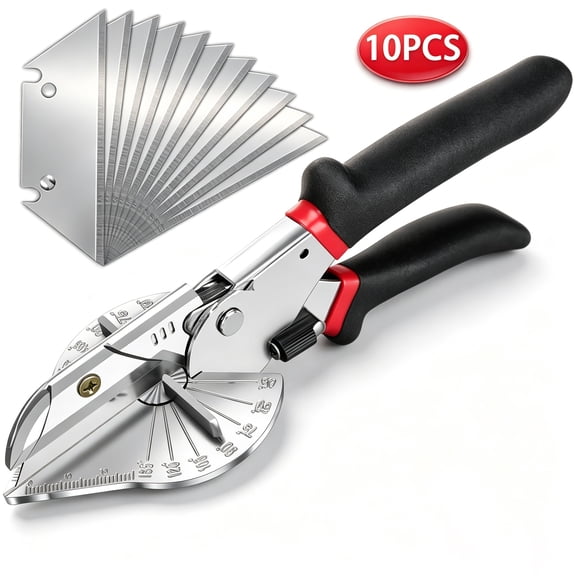 Miter Shears & Quarter Round Cutting Tool, 45-135 Adjustable Multi-Angle Shear with 10 Sharp Blades