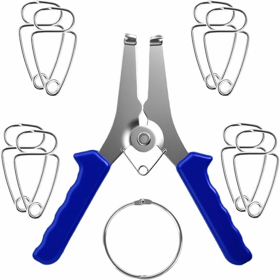 Miter Spring Clamps Pliers Kit with Stainless Steel Rubber Handle | Corner Clamps with 8 Miter Clamps and 1 Metal Ring, Spring Loaded Pliers for Woodworking, Picture Frames, Molding
