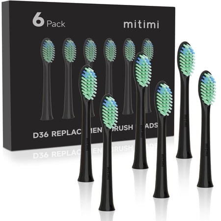 Mitimi D36 Replacement Toothbrush Head, 6 Pcs Brush Heads Compatible with All Click-on Handles