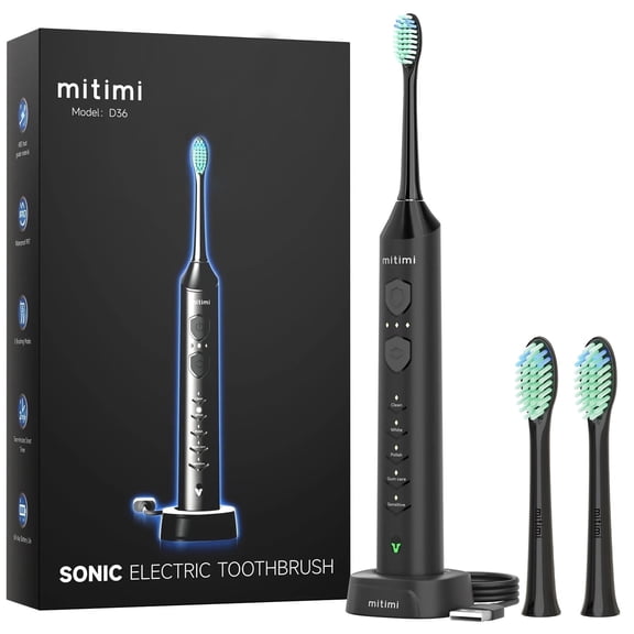 Mitimi D36 Sonic Electric Toothbrush with 3 Intensity Levels & 5 Modes, Wireless Fast Charge, for Adults & Kids
