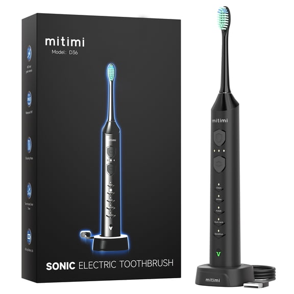 D36 Sonic Electric Toothbrush Kit with 3 Intensity Levels & 5 Modes, Wireless Fast Charge, for Adults & Kids, Gift