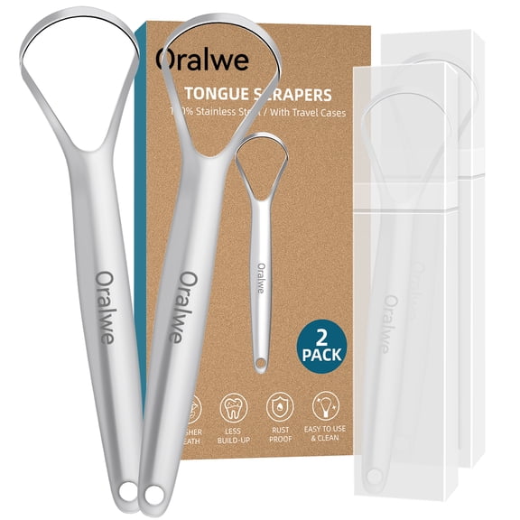 Tongue Scraper for Adults (2 Pack) , 100% Useful Surgical Stainless Steel Tongue Cleaner for Both Adults and Kids