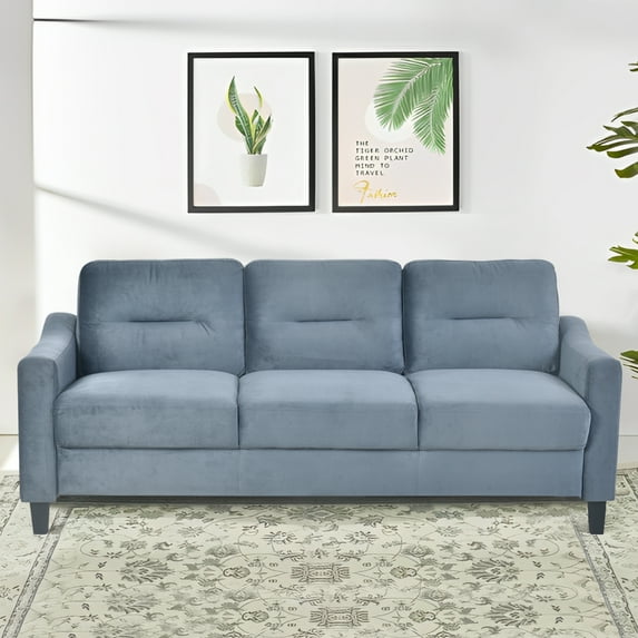 Mitinya Mid Century Modern Velvet Upholstered 3 Seater Couch, Gray
