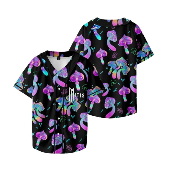 Mitis trippy glowy mushroom art rave Uniform Men/Women Baseball Jersey For EDM Festivals Style2