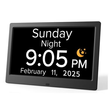 Mitoart 10.1 inch Large Digital Alarm Clock with Date and Day for Dementia Seniors, HD Screen, Black
