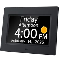 SPACWIS Digital Alarm Clock for Dementia Seniors with Date and Day of Week, Voice Announcement Time, Black
