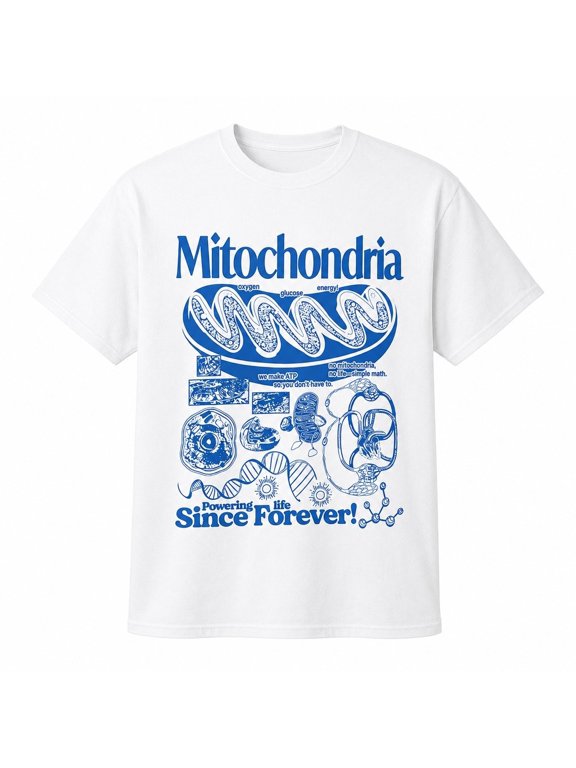 Mitochondria Science Graphic T-Shirt, Retro Biology Diagram Tee