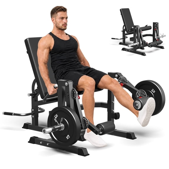 Mitonos Leg Extension and Leg Curl Machine, Mitonos Dual Independent Leg Machine, Plate Loaded Unilateral Lower Body Training Equipment for Home Gym