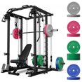 thumbnail image 1 of Mitonos Multi-Function Smith Power Cage, 2000 LBS Heavy Duty Squat Rack with Dual Cable Crossover System, All-in-One Home Gym Strength Training Frame with Fitness Accessories, 1 of 9