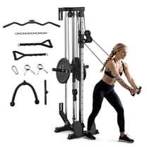 Mitonos  Cable Crossover Machine,Wall Mount Cable Station with Adjustable 18 Positions  Dual Pulley System,Lat Pull Down Machine  with 400LBS Weight Stack for Home Gym Fitness