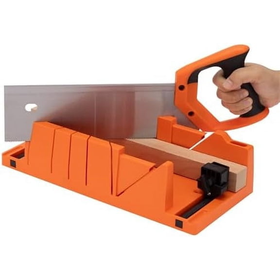 Mitre Box with Saw - Mitre Box with 43cm (16.9") Hand Saw Cutter Tool Included for Cutting Wood and 2 Built-in Clamps for Secure Woodwork$$Tools & Hardware Other