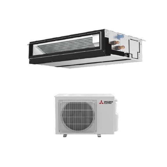 Mitsubishi 12,000 Btu 19.7 SEER2 Single Zone Concealed Ducted Heat Pump System