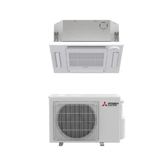 Mitsubishi 12,000 Btu 20.3 SEER2 Single Zone 4-Way Cassette Heat Pump System