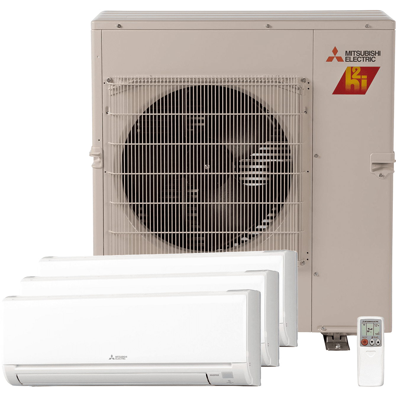 Mitsubishi Ductless Mini Split Heat Pump System - 4-Zone - 30K BTU Outdoor - 6 + 6 + 6 + 12 Indoor - 21.0 SEER2 - R-454B, image size:1339x1339