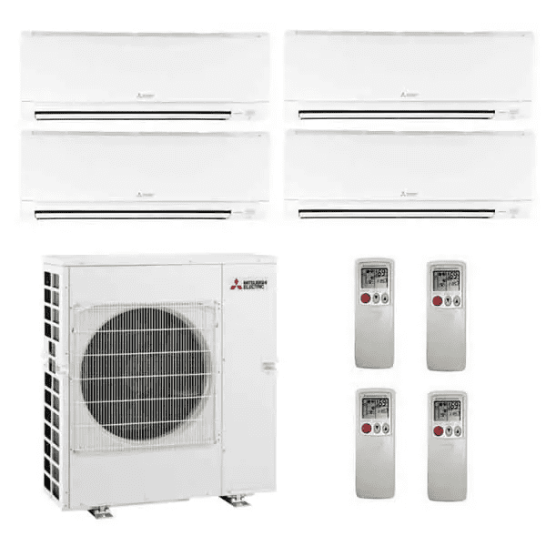 Mitsubishi 42,000 BTU 4 Zone Wall Mounted Ductless Mini-Split Heat Pump  System - 19.7 SEER (9K+9K+12K+12K) - Walmart.com