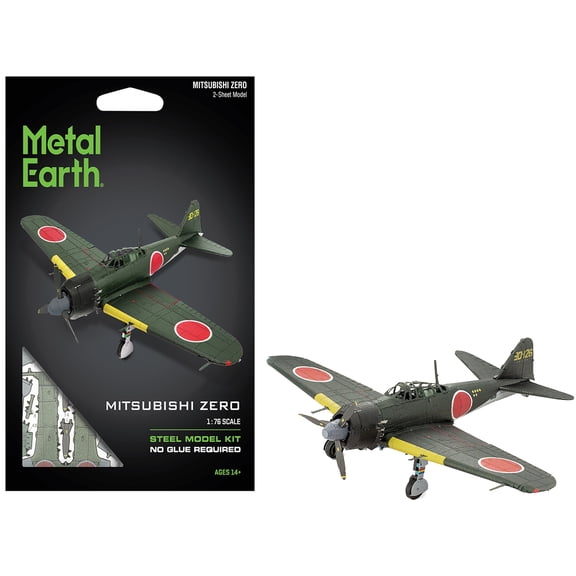 Mitsubishi A6M Zero Fighter Aircraft "World War II" Imperial Japanese Navy (Moderate Difficulty) Steel Model Kit by Metal Earth