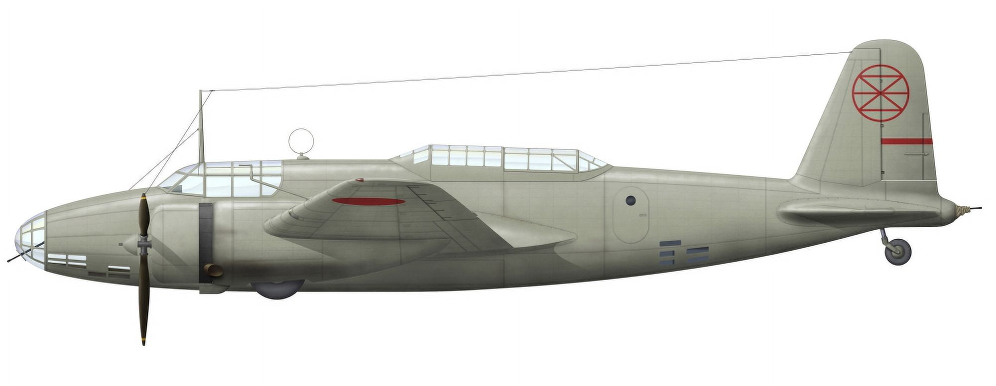 Mitsubishi Ki-21 bomber of the Imperial Japanese Army Air Service Canvas Art - InkwormStocktrek Images (46 x 18)