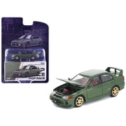 Mitsubishi Lancer Evolution IV RHD Green w/Red Interior & Gold Wheels "Enigma Exclusive Ed" 1/64 Diecast Model Car by Pop Race