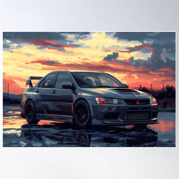 Mitsubishi Lancer Evolution - Pop Art Poster Wall Art, Modern Wall Decor For Living Room Bedroom, 8x12 UNFRAMED
